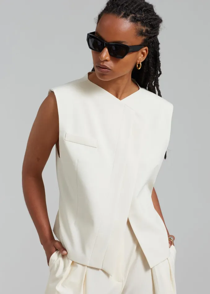 The Frankie Shop Outerwear Ashton Cross Vest 8211 Cream 8211 Women