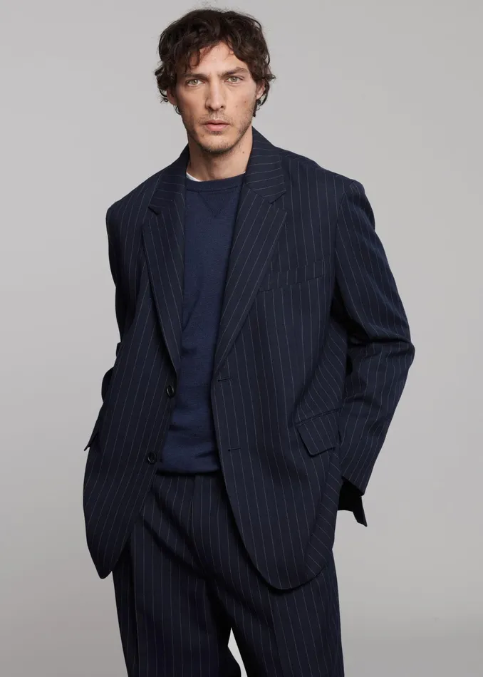 The Frankie Shop Outerwear Beo Blazer 8211 NavyWhite Pinstripe 8211 Men
