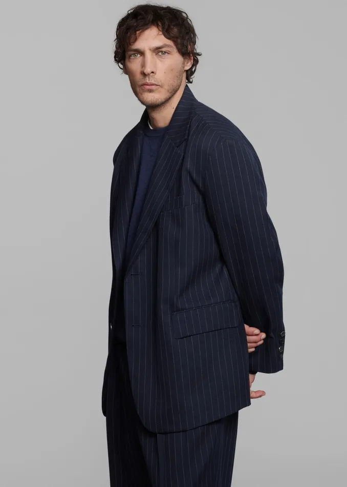 The Frankie Shop Outerwear Beo Blazer 8211 NavyWhite Pinstripe 8211 Men