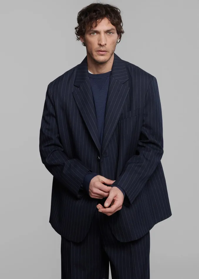 The Frankie Shop Outerwear Beo Blazer 8211 NavyWhite Pinstripe 8211 Men