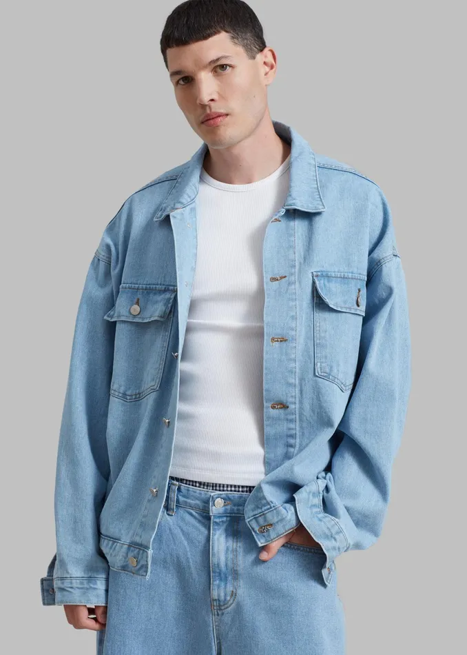 The Frankie Shop Outerwear Connor Oversized Denim Jacket 8211 Worn Wash 8211 Men The Frankie Shop Outerwear Connor Oversized Denim Jacket 8211 Worn Wash 8211 Men