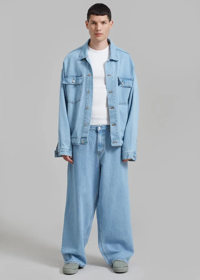 The Frankie Shop Outerwear Connor Oversized Denim Jacket 8211 Worn Wash 8211 Men