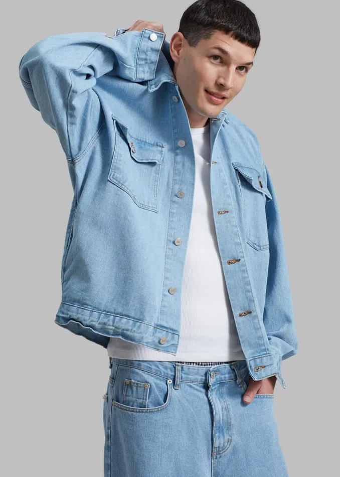 The Frankie Shop Outerwear Connor Oversized Denim Jacket 8211 Worn Wash 8211 Men