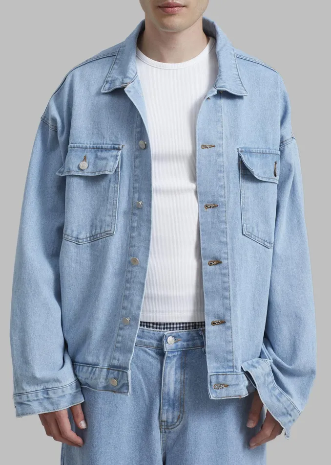 The Frankie Shop Outerwear Connor Oversized Denim Jacket 8211 Worn Wash 8211 Men