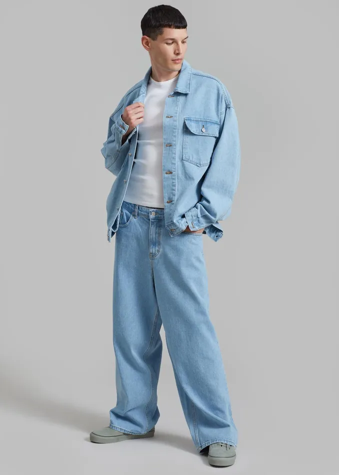The Frankie Shop Outerwear Connor Oversized Denim Jacket 8211 Worn Wash 8211 Men