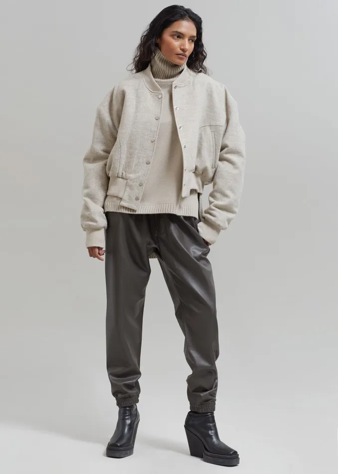 The Frankie Shop Outerwear Debbie Wool Bomber 8211 Taupe Melange 8211 Women