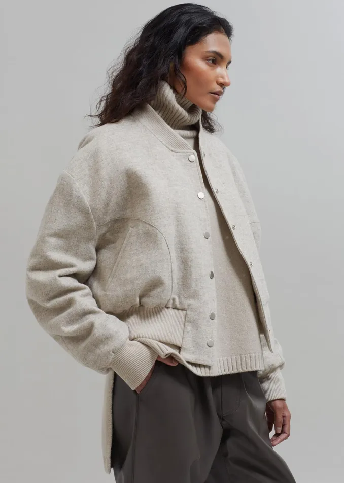 The Frankie Shop Outerwear Debbie Wool Bomber 8211 Taupe Melange 8211 Women