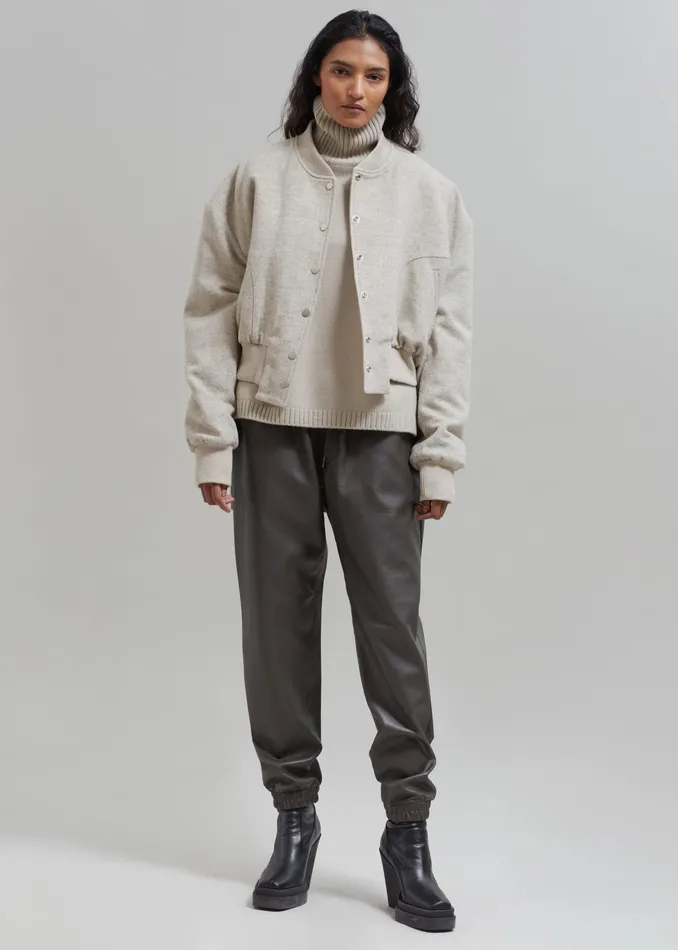 The Frankie Shop Outerwear Debbie Wool Bomber 8211 Taupe Melange 8211 Women
