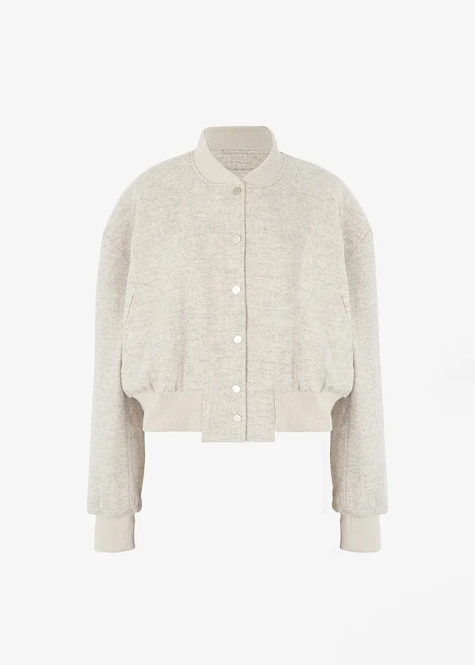 The Frankie Shop Outerwear Debbie Wool Bomber 8211 Taupe Melange 8211 Women