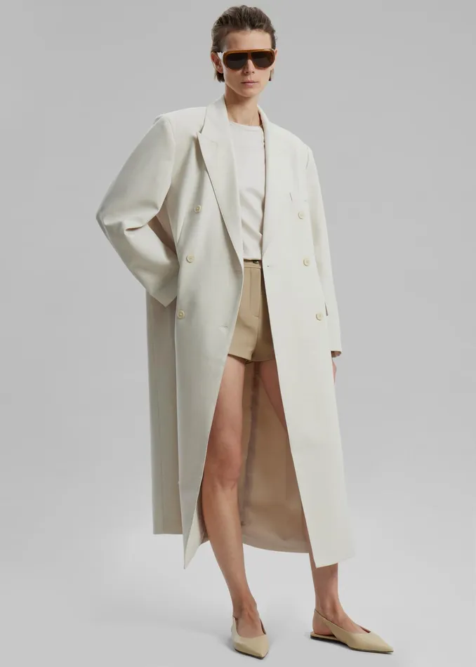 The Frankie Shop Outerwear Dex Double Breasted Coat 8211 Beige 8211 Women