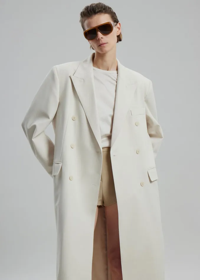 The Frankie Shop Outerwear Dex Double Breasted Coat 8211 Beige 8211 Women