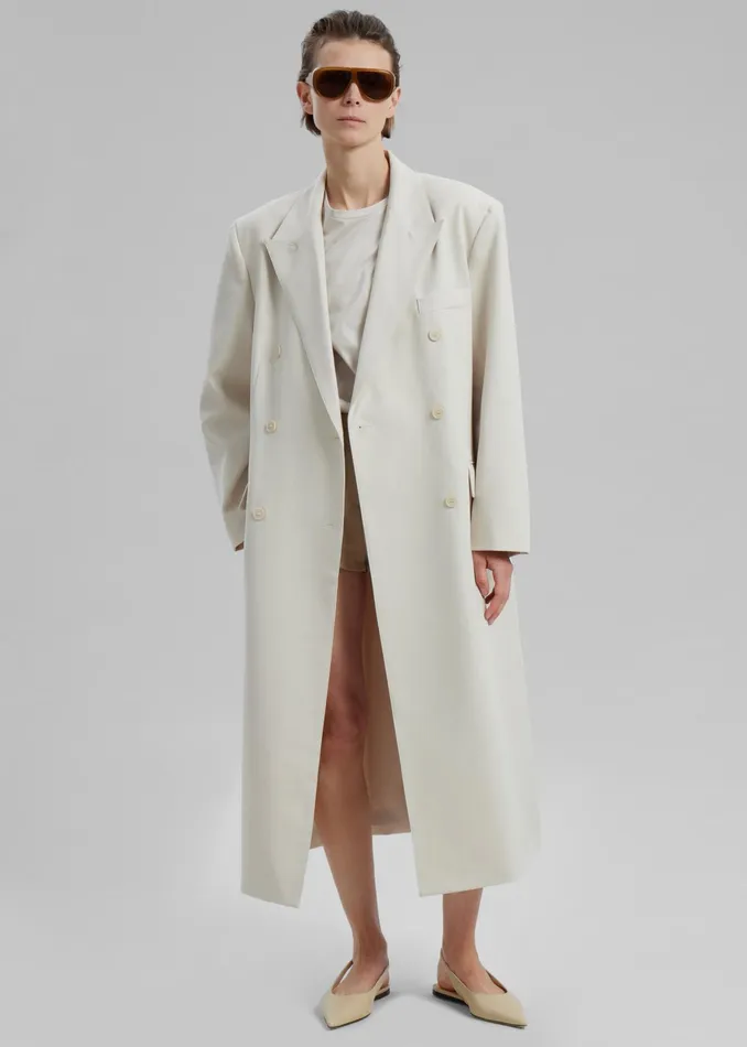 The Frankie Shop Outerwear Dex Double Breasted Coat 8211 Beige 8211 Women