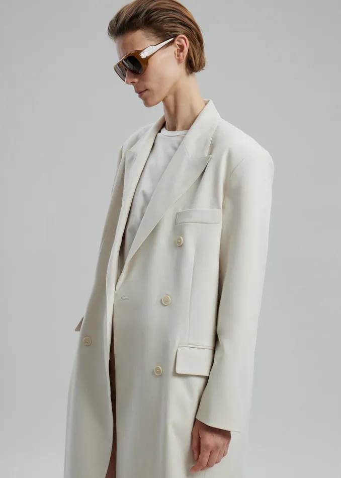The Frankie Shop Outerwear Dex Double Breasted Coat 8211 Beige 8211 Women