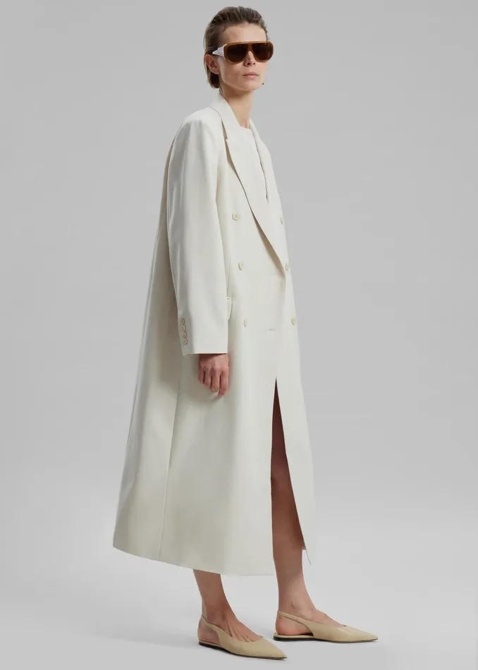 The Frankie Shop Outerwear Dex Double Breasted Coat 8211 Beige 8211 Women
