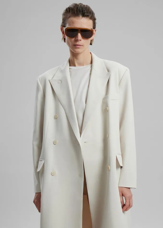 The Frankie Shop Outerwear Dex Double Breasted Coat 8211 Beige 8211 Women