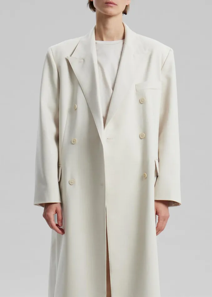 The Frankie Shop Outerwear Dex Double Breasted Coat 8211 Beige 8211 Women