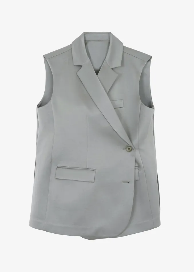 The Frankie Shop Outerwear Everly Satin Vest 8211 Eucalyptus 8211 Women
