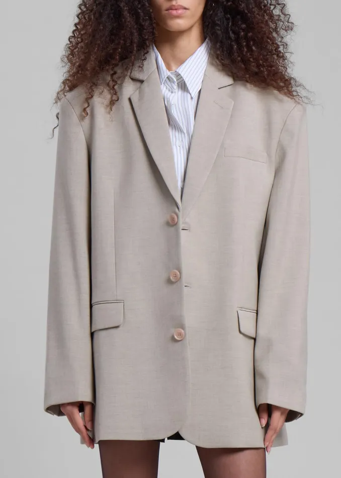 The Frankie Shop Outerwear Gelso Oversized Blazer 8211 Light Taupe Melange 8211 Women