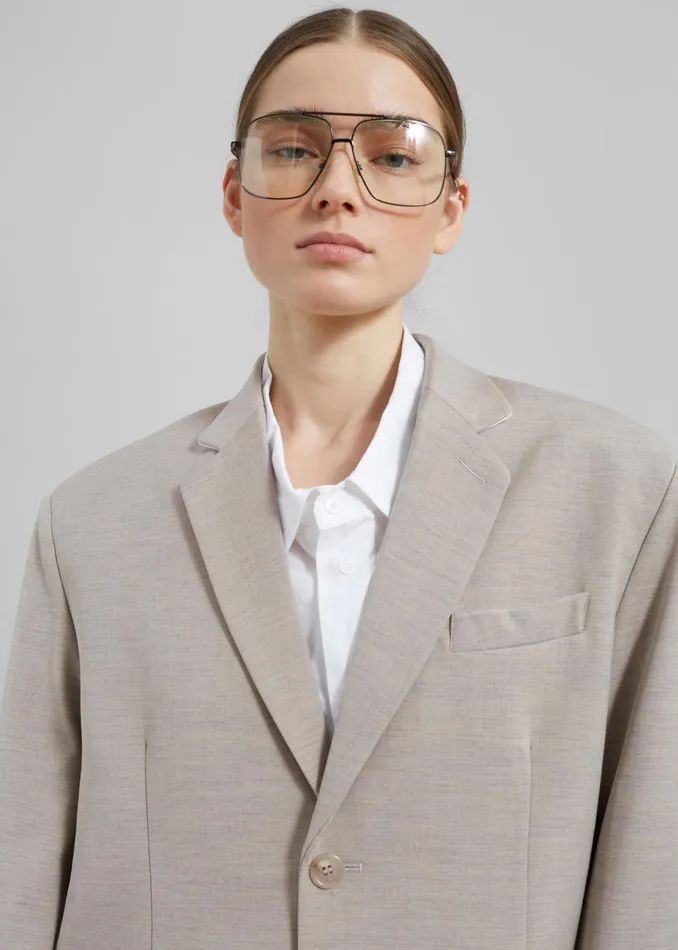 The Frankie Shop Outerwear Gelso Oversized Blazer 8211 Light Taupe Melange 8211 Women