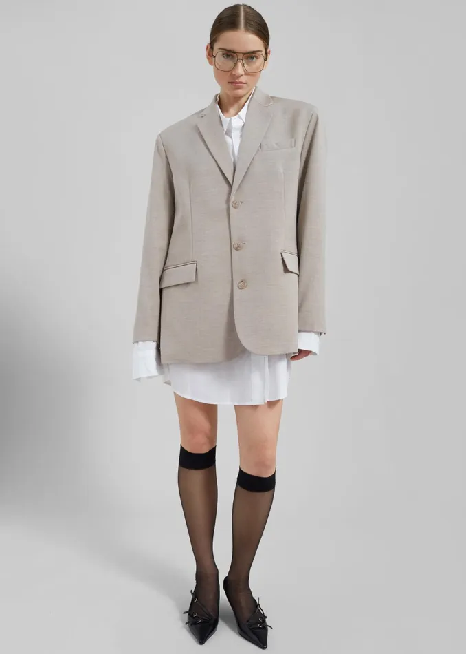 The Frankie Shop Outerwear Gelso Oversized Blazer 8211 Light Taupe Melange 8211 Women