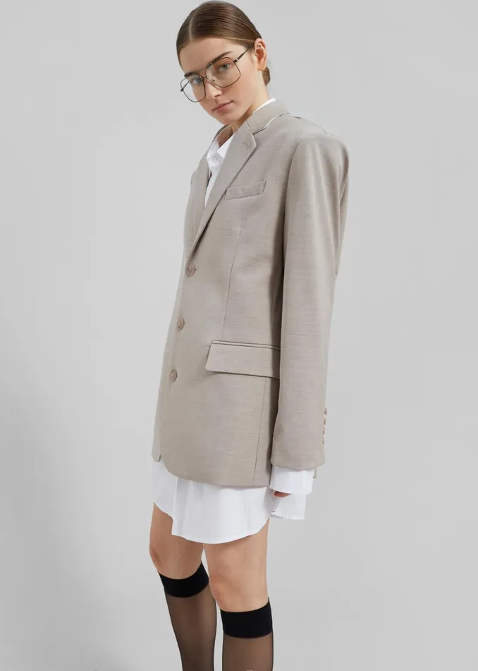 The Frankie Shop Outerwear Gelso Oversized Blazer 8211 Light Taupe Melange 8211 Women