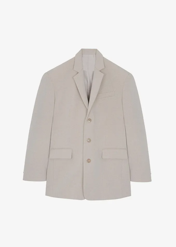 The Frankie Shop Outerwear Gelso Oversized Blazer 8211 Light Taupe Melange 8211 Women