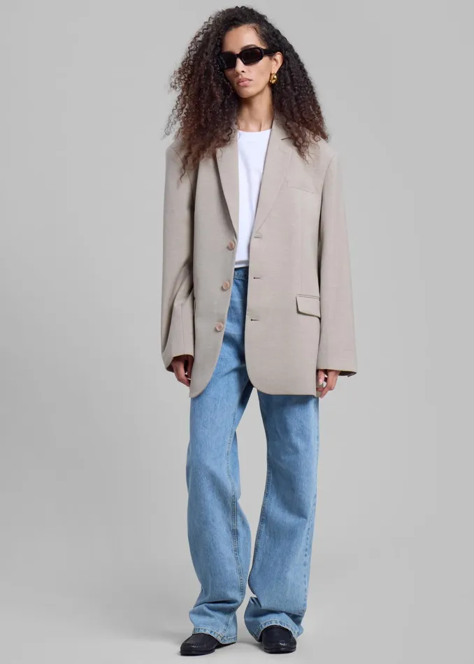 The Frankie Shop Outerwear Gelso Oversized Blazer 8211 Light Taupe Melange 8211 Women