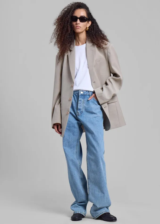 The Frankie Shop Outerwear Gelso Oversized Blazer 8211 Light Taupe Melange 8211 Women