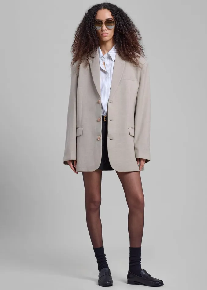 The Frankie Shop Outerwear Gelso Oversized Blazer 8211 Light Taupe Melange 8211 Women