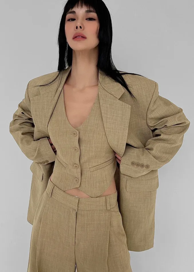 The Frankie Shop Outerwear Gladys Blazer 8211 Khaki 8211 Women