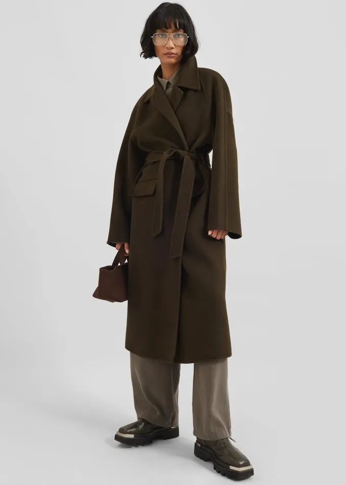 The Frankie Shop Outerwear Jalhay Oversized Wool Coat 8211 Khaki Brown 8211 Women The Frankie Shop Outerwear Jalhay Oversized Wool Coat 8211 Khaki Brown 8211 Women