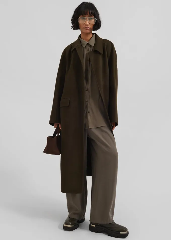 The Frankie Shop Outerwear Jalhay Oversized Wool Coat 8211 Khaki Brown 8211 Women