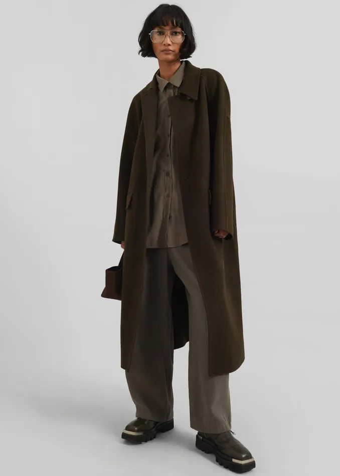 The Frankie Shop Outerwear Jalhay Oversized Wool Coat 8211 Khaki Brown 8211 Women