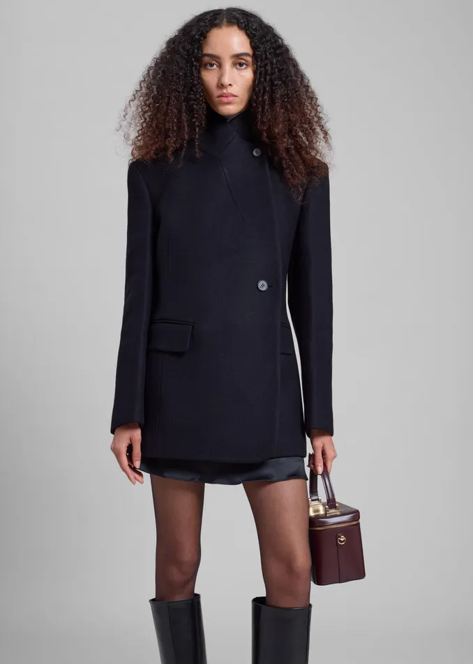 The Frankie Shop Outerwear Low Classic Slim Fit Wool Coat 8211 Black 8211 Women The Frankie Shop Outerwear Low Classic Slim Fit Wool Coat 8211 Black 8211 Women