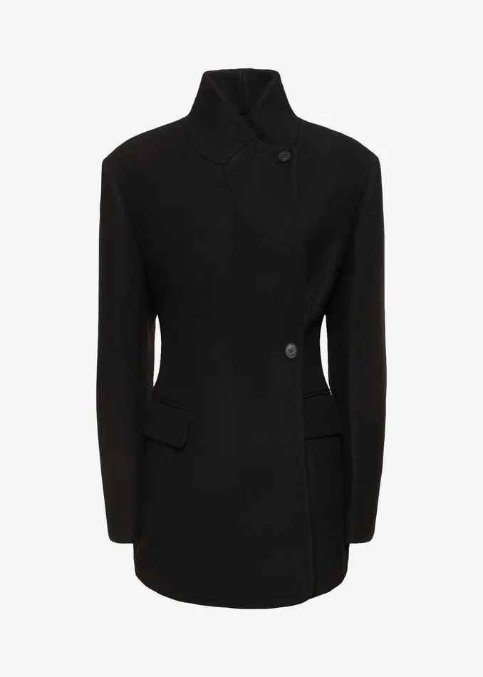 The Frankie Shop Outerwear Low Classic Slim Fit Wool Coat 8211 Black 8211 Women