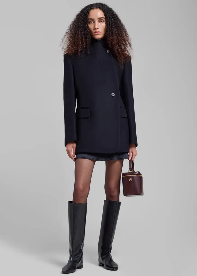 The Frankie Shop Outerwear Low Classic Slim Fit Wool Coat 8211 Black 8211 Women