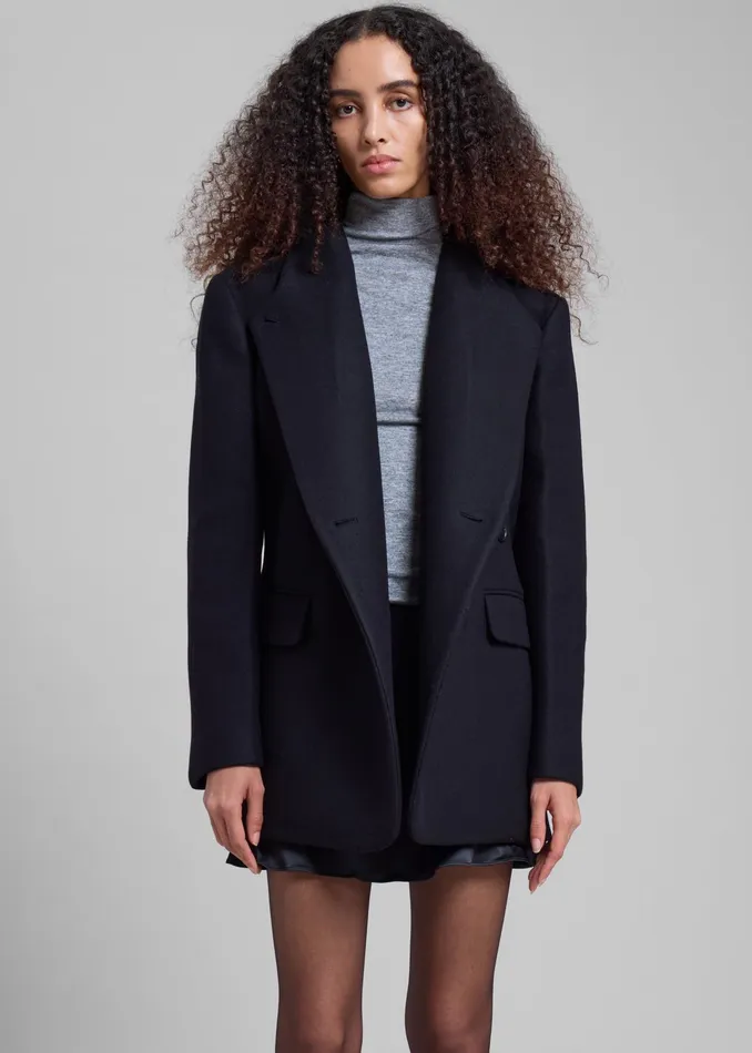 The Frankie Shop Outerwear Low Classic Slim Fit Wool Coat 8211 Black 8211 Women