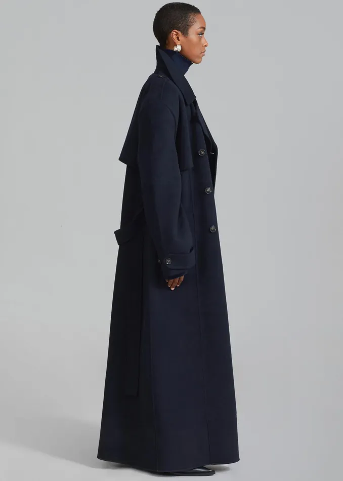 The Frankie Shop Outerwear Nikola Padded Trench Coat 8211 Navy 8211 Women