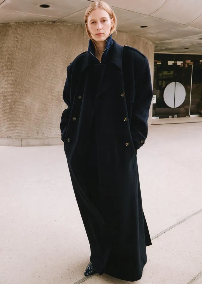 The Frankie Shop Outerwear Nikola Padded Trench Coat 8211 Navy 8211 Women