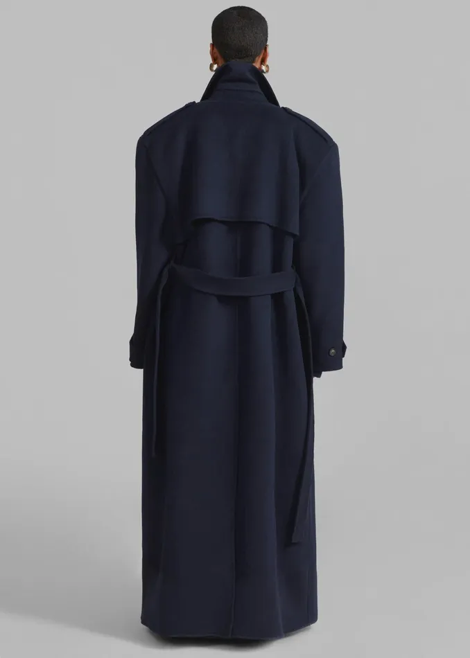 The Frankie Shop Outerwear Nikola Padded Trench Coat 8211 Navy 8211 Women