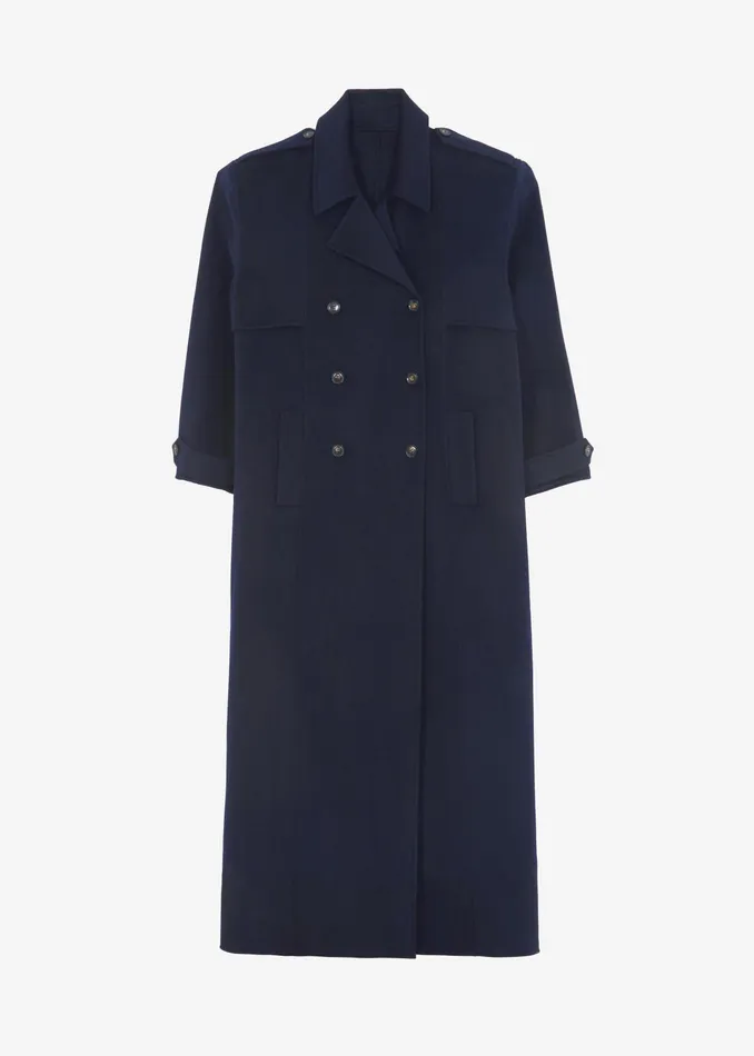 The Frankie Shop Outerwear Nikola Padded Trench Coat 8211 Navy 8211 Women