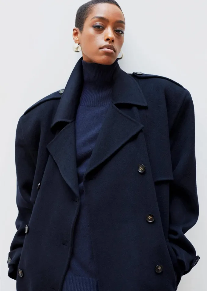 The Frankie Shop Outerwear Nikola Padded Trench Coat 8211 Navy 8211 Women