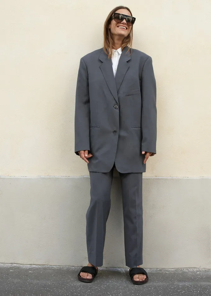 The Frankie Shop Outerwear Notch Lapel Blazer 8211 Graphite 8211 Women