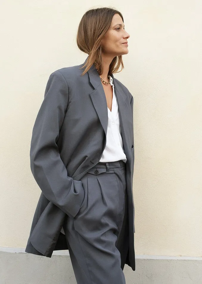 The Frankie Shop Outerwear Notch Lapel Blazer 8211 Graphite 8211 Women
