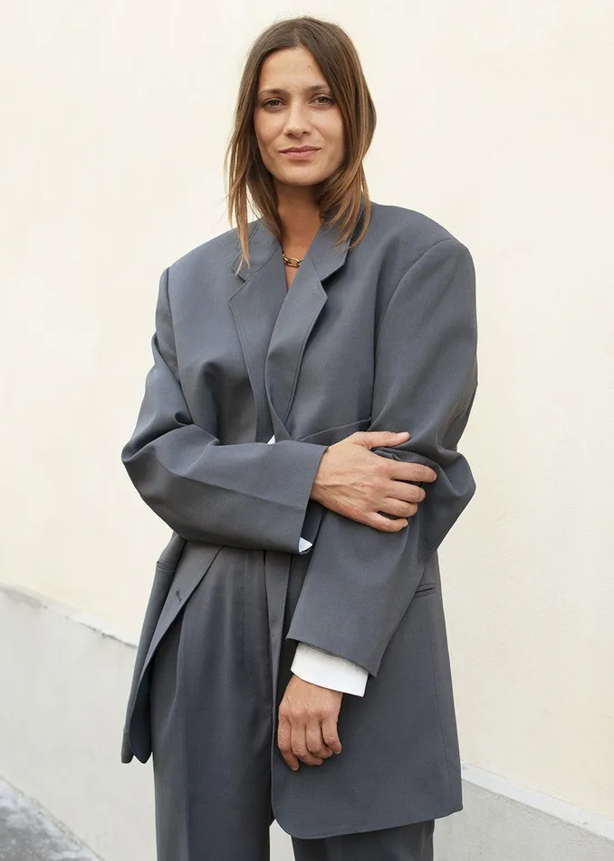 The Frankie Shop Outerwear Notch Lapel Blazer 8211 Graphite 8211 Women