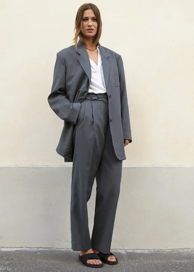 The Frankie Shop Outerwear Notch Lapel Blazer 8211 Graphite 8211 Women