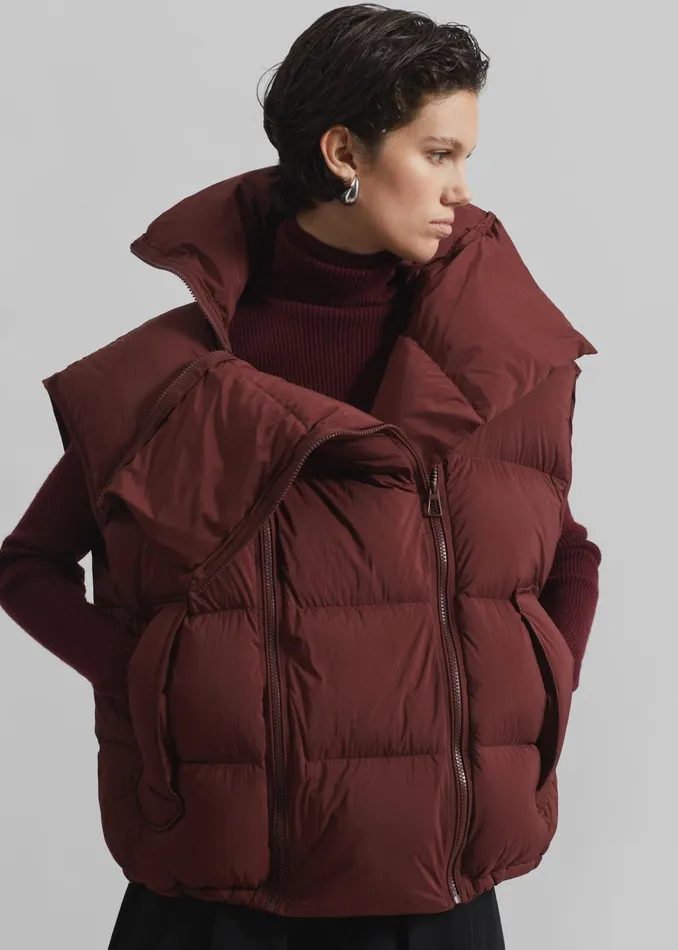 The Frankie Shop Outerwear Otley Sleeveless Puffer Vest 8211 Burgundy 8211 Women