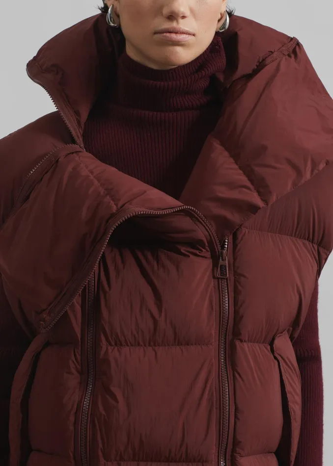 The Frankie Shop Outerwear Otley Sleeveless Puffer Vest 8211 Burgundy 8211 Women