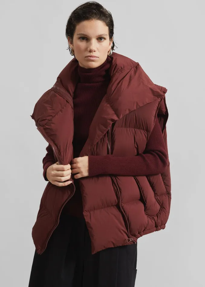 The Frankie Shop Outerwear Otley Sleeveless Puffer Vest 8211 Burgundy 8211 Women