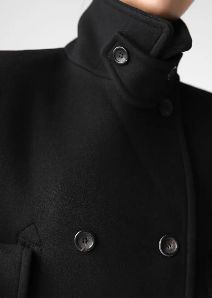 The Frankie Shop Outerwear Roel Cropped Peacoat 8211 Black 8211 Women